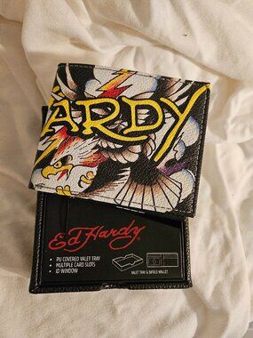 NEW in box Ed Hardy Men's Bald Eagle Billfold Wallet New